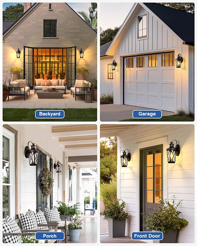 VIANIS Motion Sensor Outdoor Wall Lantern for Porch Oil Rubbed Bronze Exterior Lighting Fixtures Wall Mount 2-Pack Exterior Sconce Light with Tempered Seed Glass Outdoor Garage Lights for Coach