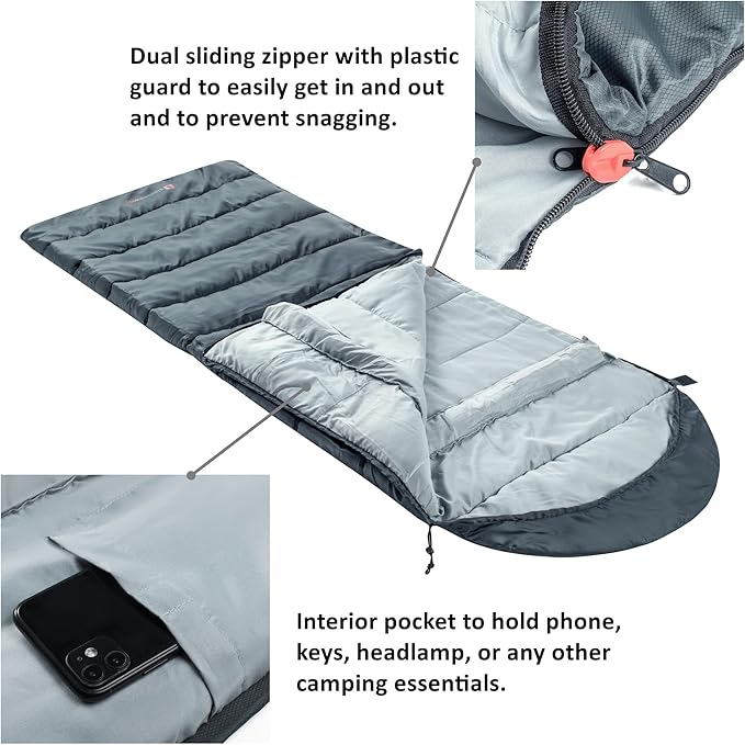 Alpine Swiss 0°C (32°F) Sleeping Bag Lightweight Waterproof with Compression Sack Adults All Seasons Camping Hiking Backpacking Travel Outdoor Indoor