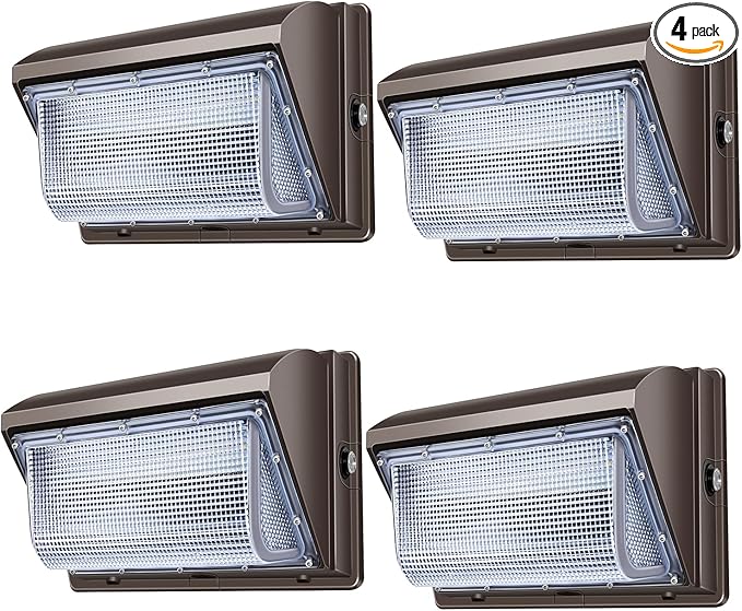 ledmo 120W LED Wall Pack Light 4 Pack Dusk to Dawn with Photocell Outdoor Commercial Industrial Lights 840W HPS HID Equivalent 5000K Security Flood Lighting for BuildingsWarehouse ParkingYard