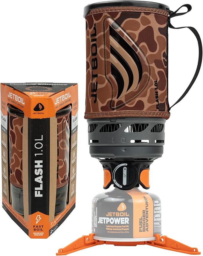 Jetboil Flash Portable Fast Boil Stove for Camping and Backpacking with 1-Step Auto Ignition Propane/Isobutane Burner with Cooking Cup