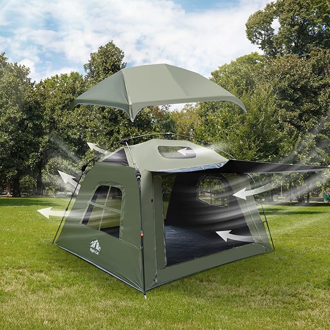 Night Cat Blackout Cabin Tent: 4 Person Pop Up Camping Tent with Vestibule &amp Rainfly Waterproof Instant Easy Setup Family Tent