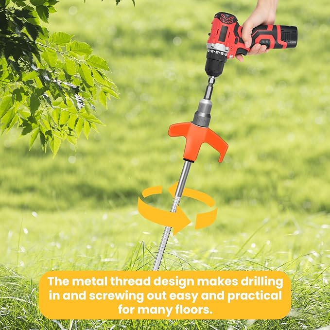 12 Pack 8 Screw in Tent Stakes Heavy Duty- Ground Anchors Screw- Tent Pegs Camping Stakes- Hex Pegs Drillable Tent Stakes and Hexagon Head Drive and Storage Box (Orange)