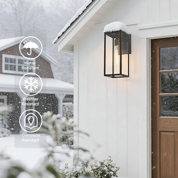 Bestshared Outdoor Wall Sconce LightsExterior Wall Lighting Fixtures with Clear Glass Anti-Rust Modern Black Outside Lantern Lamp for House Front Porch Doorway Patio (Oil Rubbed Bronze 15-1 Pack)