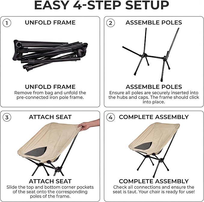 Toucans Camping Chair Portable Backpacking Chair - Ultralight Folding Chair - Compact Lightweight Foldable Chairs for Hiking Mountaineering Beach (Beige)