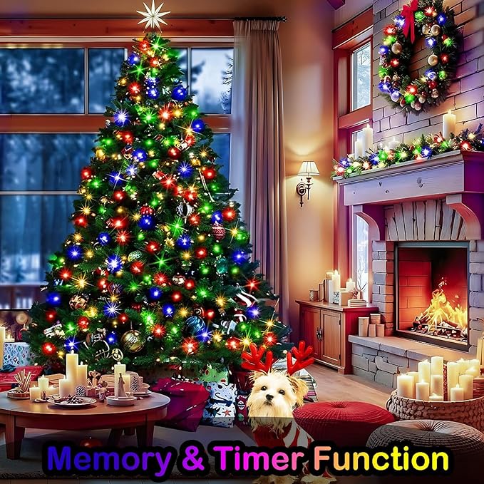Decute 500LED 164FT Fairy String Lights Christmas Lights Green Copper Wire with Remote Firefly Starry Light for DIY Christmas Tree Costume Wedding Party Table Centerpiece Decor Multicolor