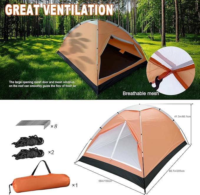 1-Person Dome Tent for Camping Waterproof Lightweight Portable Backpacking Orange/Blue/Army Green/Green