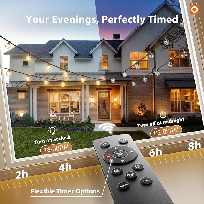 addlon Outdoor String Lights 200FT G40 with Remote 108 LED Shatterproof Bulbs Dimmable Patio Globe Lights Waterproof Hanging Outside Lighting for Backyard Garden Deck Balcony Porch Café Decor