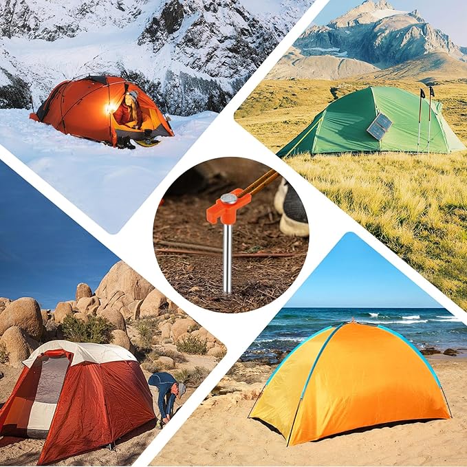 40 Pcs Tent Stakes9.8 Inch Ground StakesHeavy Duty Metal StakeNon-Rust Camping Metal Tent Spikes for Outdoor TripsGardenGrasslandHiking