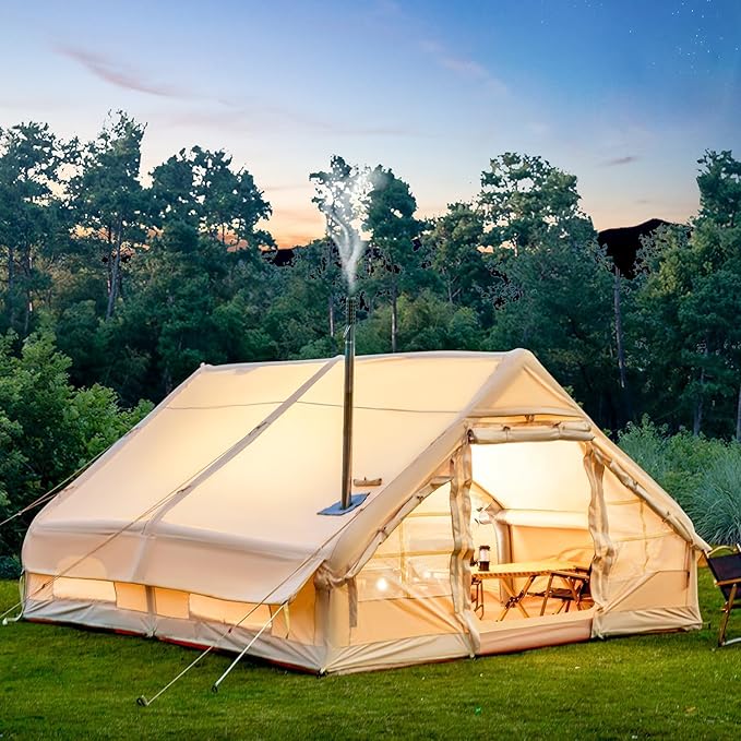 EROMMY 4/6/8/12 Person Inflatable Tent with Skylight 4 Season Blow Up Tents with Hand Pump for Outdoor Camping &amp Hiking Easy Set-up Windproof Sunproof Waterproof