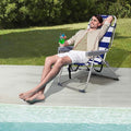 Reclining Backpack Beach Chair Folding Beach Chair for Adults Lightweight Beach Chair High Back Beach ChairsLightweight Folding Beach Camping Chairs Blue Stripes 63 x 70 x 99cm