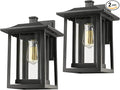 Beionxii Outdoor Light Fixture Dusk to Dawn Exterior Wall Mount Lantern Outside Lights for House Porch Patio Black Cast Aluminum w/Clear Glass (13.5 x 9) - A197W-2PK