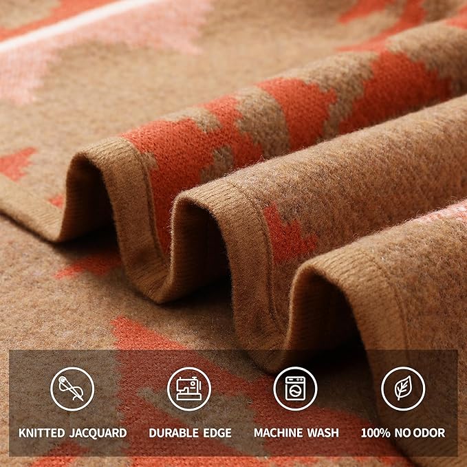 ACUSHLA Merino Wool Camp Blanket - Soft Warm Thick Washable Large Outdoor Camping Sleeping Throw Blanket All Weather Morocco Khaki 79 x63