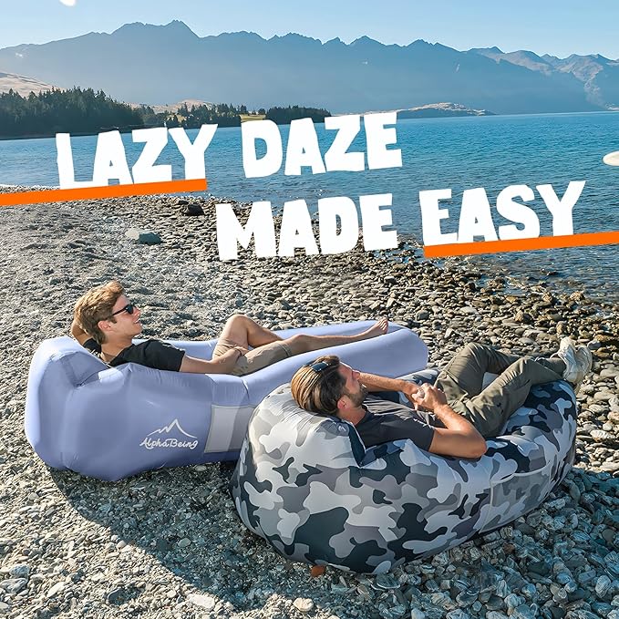 AlphaBeing Inflatable Lounger Beach Chair Accessories Air Sofa Hammock Inflatable Couch for Camping Backyard Lakeside with Compression Sacks Ideal Outdoor Gifts for Adults