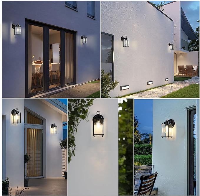 Outdoor Wall Light Exterior Lighting Fixture Wall Lantern Black Porch Light Fixture with Clear Beveled Glass Outdoor Wall Sconce Waterproof Anti-Rust E26 Socket for Front Door