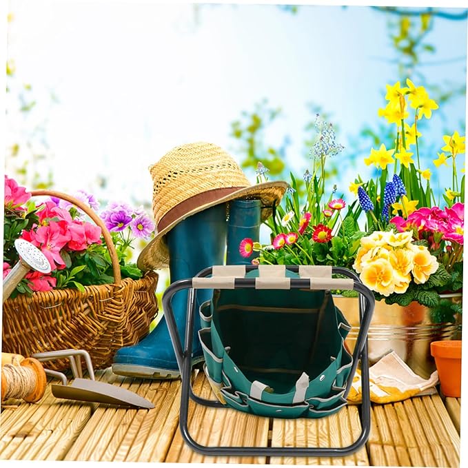 SUPVOX Portable Folding Stool with Tool Bag Lightweight Garden Chair for Hiking Fishing Travel Practical and Comfortable Design