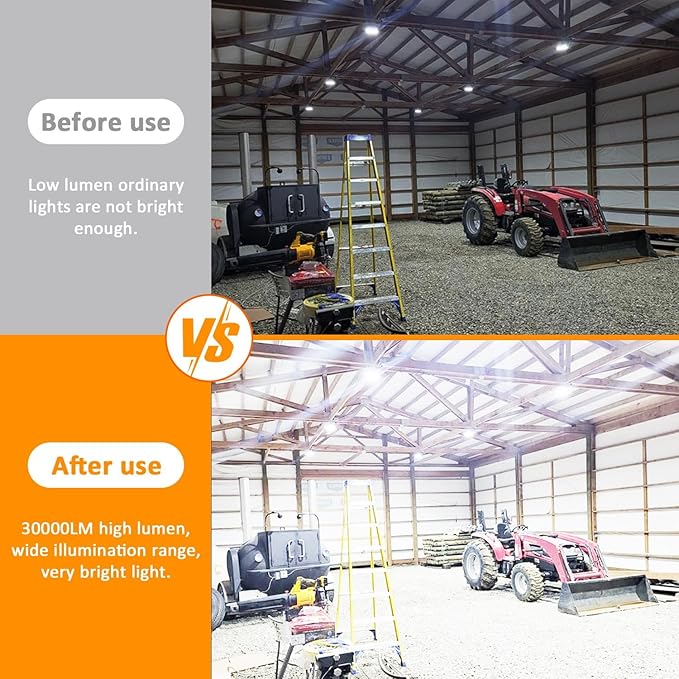 100ft LED Construction String LightsSuper Bright 300W 30000LM Waterproof IP67 Led String Work Lights Construction Temporary Lights (Upgrad 100ft-10lights)
