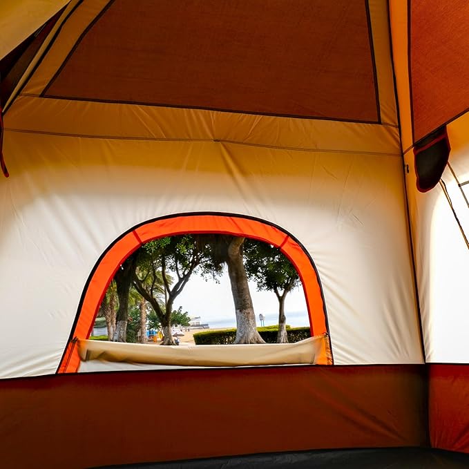 KTT Extra Large Tent 8-10-12 PersonFamily Cabin Tents2 Rooms3 Doors and 3 Windows with MeshStraight WallWaterproofDouble LayerBig Tents for OutdoorPicnicCampingFamily Gathering