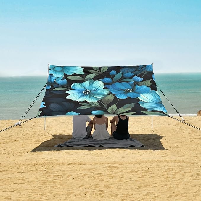 Flower FloralCamping Sun Shelters 9.2 x 10.5 FT Beach Canopy Tent Sun Shade with Carrying Bag for Camping Trips Fishing Backyard Fun or Picnics 21340025