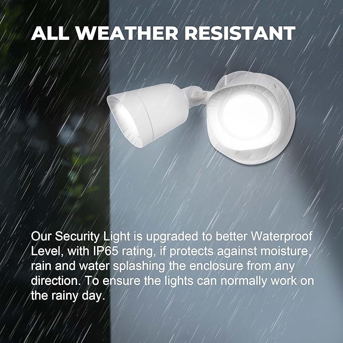 LED Flood Lights Outdoor 16W 1900LM 5000K Daylight IP65 Waterproof Security Lights with 2 Adjustable Heads Exterior Wall Light for Patio Garage Yard-White