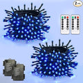 JMEXSUSS 2 Pack 100 LED Blue Christmas Lights Battery Operated Each 33 FT Blue String Lights Indoor Outdoor WaterproofChristmas Tree Lights with Remote for Garden Porch Yard Decor