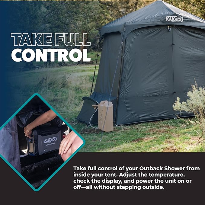 Kakadu Outback Shower Tent Deluxe Triple Room Portable Privacy Shelter Outdoor Camping Toilet Tent Changing Room Sturdy Easy Setup - with LED Light Carry Bag Towel Rod