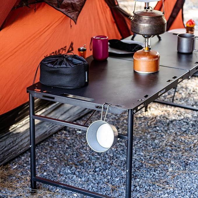 Camping Table Portable Folding Table 40.9x18.9 (Innovative Nitrogen Gas Strut) Adjustable Heights Outdoor Folding Tactical Table with Carry Handle Bonus Storage Bag for Camping Picnic Party