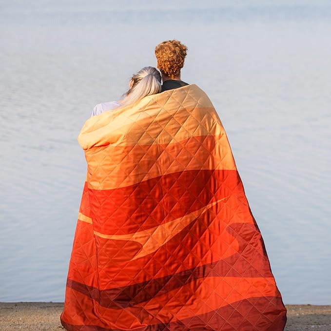 CORE Outdoor Weighted Blanket | Packable Waterproof Picnic Blanket Beach Mat Tent Camping Rug &amp Stadium Blanket | Large Portable 94 x 78 Quilt Design with Built-in Straps and Carry Handle