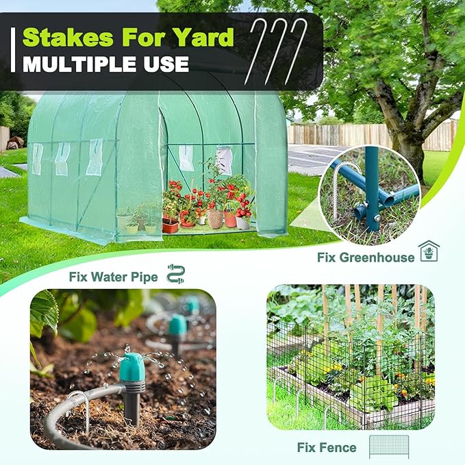 Kadrick Rebar Stakes 12 inchJ Hook Ground Stakes Anchors 32-Pack White Galvanized Fence StakesHeavy Duty 5/16'' Diameter