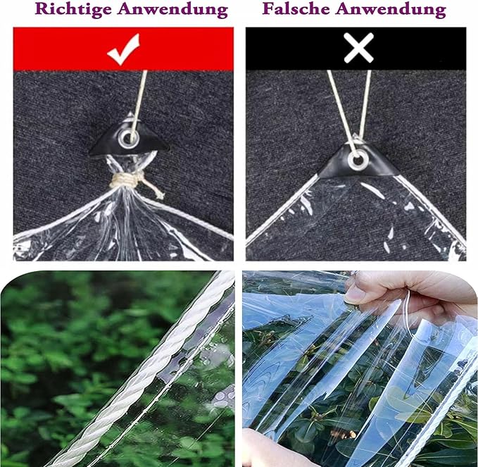 Clear Tarps 8x10ft Heavy Duty Waterproof PVC Patio Plastic Tarpaulin Cover with Grommets12 Mil Thickened Tear Resistant Outdoor Rainproof TarpsHole spacing 12'' for Covering Henhouse Plant