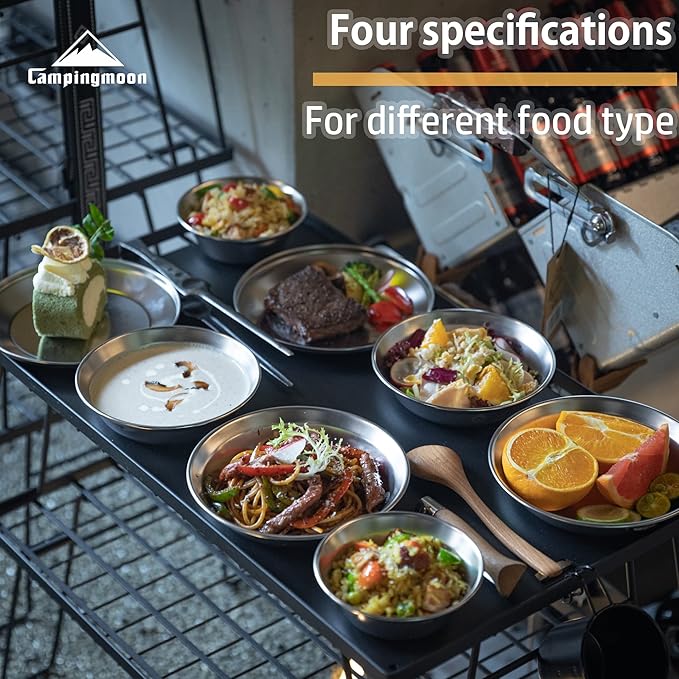 Camping Moon S395 Tableware Camping Plate Stainless Steel Tableware Set Canvas Case Included