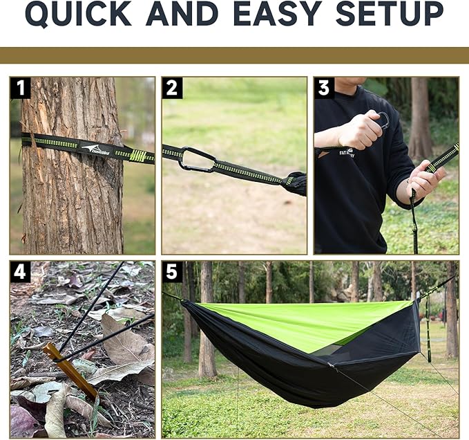 Camping Hammock with Mosquito Net and Sunshade Backpacking Hammock with Ridge Rope Tree Straps Lightweight Portable Hammocks for Outside Hiking and Travel