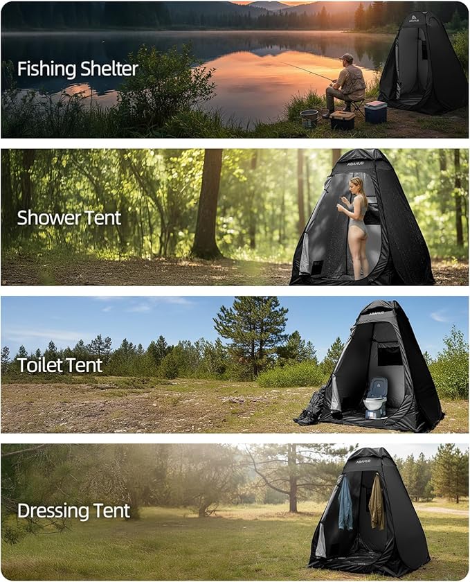 Abahub Pop Up Solar Shower Tent Kit Portable Instant Privacy Tents with 5 Gallon Solar Shower Bag Outdoor Changing Room for Camping Beach