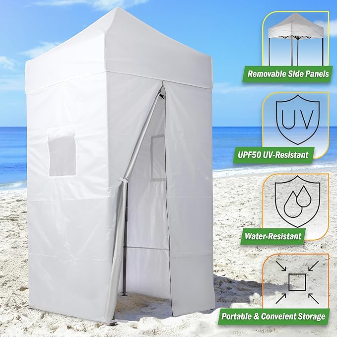 Pop Up Changing Tent - 46.5” Steel Frame Canopy Sun Shelter Pool Cabana Portable Changing Room or Privacy Tent for Camping Toilet or Portable Shower - Camping Essentials by Wakeman Outdoors (Black)