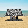 ALAZA White Mandala Graffiti Beach Tent Sun Shelter UPF50+ Protection Beach Shade Canopy w/ 4 Sandbags for Outdoor Camping Fishing Backyard Fun Picnic 10x9 ft