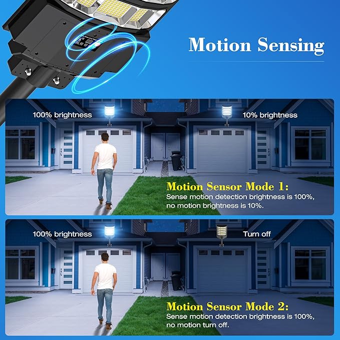 10000W Solar Street Lights Outdoor Super Bright Solar Lights Outdoor Waterproof with Motion Sensor IP66 Solar Flood Security Lights with Remote Control for Yard Driveway Parking LotStadium