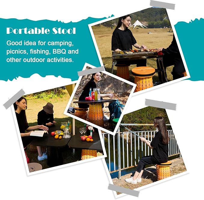 Upgraded Collapsible Stool with Cushion 1000 lbs Capacity &amp 19.7-in High Wider &amp Taller Heavy Duty Portable Telescoping Foldable Seat for Adults Camping Travel Music Festivals Outdoors