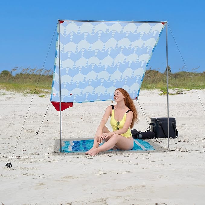 Red Suricata Teepee Beach Tent &amp Beach Canopy for 1-2 Persons UPF50 Sun Beach Shade Sunshade with 2 Aluminum Poles &amp Crossbar 4 Robust Ground Anchor Screws - Compact &amp Lightweight (Canc