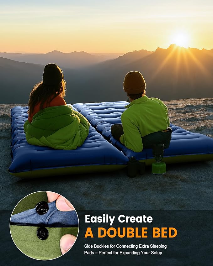 Camping Sleeping Pad5.9 Inch Thick Camping Mat with Built in Pillow and Foot PumpSelf Inflating Sleeping Pad for Camping Backpacking（Green