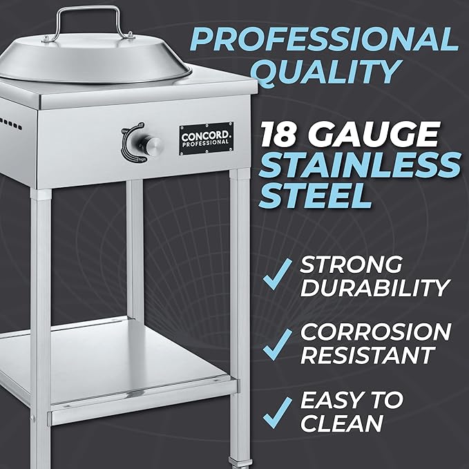 Concord Professional Vortex Burner Stainless Steel Commercial Wok Range Single Burner Outdoor Propane Stove. Great for Stir Fry Outdoor Kitchen Asian Cuisine