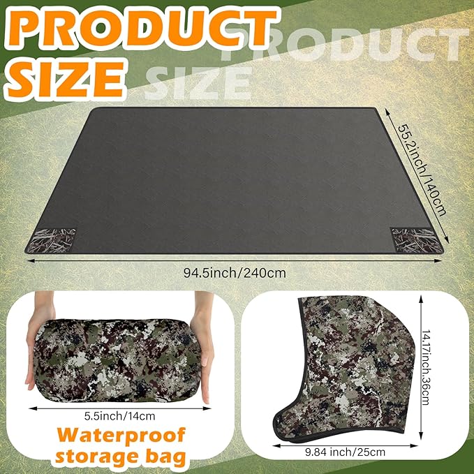 VitalCozy 55 x 95 Waterproof Woobie Camo Blanket for Hunting Extra Outdoor Stadium Blankets Sherpa Lining with Hood and Storage Pocket for Deer Duck Hunting Gear Blind Accessories(Camo)