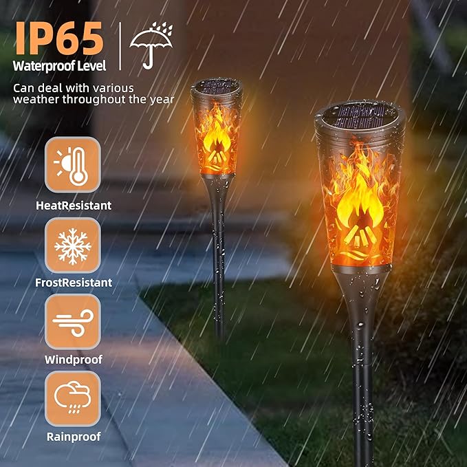 Toodour Solar Lights Outdoor 6 Pack Solar Torch Lights with Flickering Flame IP65 Waterproof Yard Lights Landscape Decoration Lighting for Outside Garden Lawn Pathway Patio Decorations