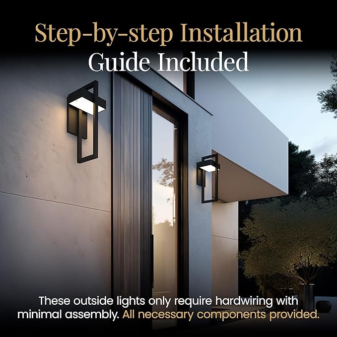 MOD LIGHTING Terri Wired LED Outdoor Sconce Lights (1-Pack) 17 Water Resistant Outdoor Wall Lights 6000K Cool White Exterior Sconces for Patio Garage Black