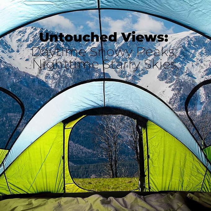 4 Person Easy Pop Up Tent Automatic Setup Waterproof 2 Doors-Instant Family Tents for Camping Hiking &amp Traveling 9.5’X6.6’X52''