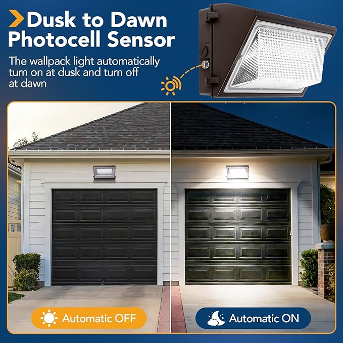 120W LED Wall Pack Light Dusk to Dawn 15600Lm 5000K Daylight Commercial Security Lighting800-1000W MH Equivalent 100-277VETL Certified Outdoor LED Wall Pack for Parking Lot Doorway House