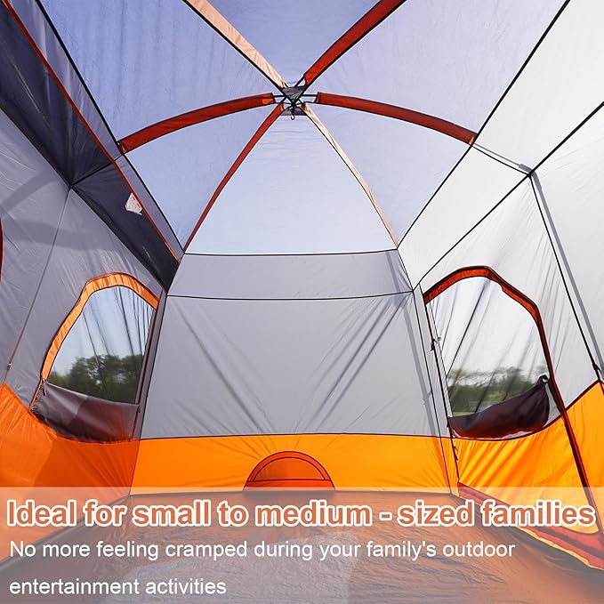 Vidalido Tents6-8 Person Camping Tent with Extended Vestibule2 Room Weather Resistant Family TentsEasy Install Waterproof Outdoor Tent for Backpacking and Camping Hiking
