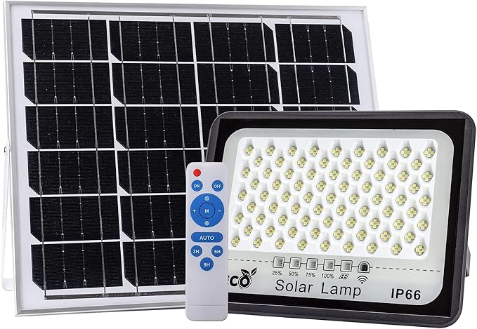 100W LED Solar Flood Lights 15000 MAH Street Flood Light Outdoor IP66 Waterproof with Remote Control Security Lighting for Parking Lot Yard Garden Swimming Pool Pathway (Modern 100W)