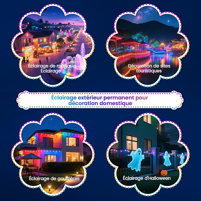 Permanent Christmas Lights Outdoor DIY App &amp Bluetooth Music Waterproof Ip65 200 Ft Permanent Outdoor Lights for Soffit Fence Garage Landscape Patio.