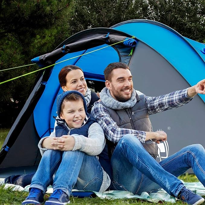 4 Person Easy Pop Up Tent9.5’X6.6’X52''Waterproof Automatic Setup2 Doors-Instant Family Tents for Camping Hiking &amp Traveling