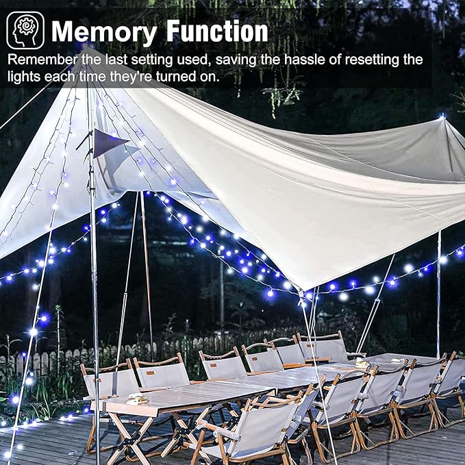 Blue and White Christmas Lights Outdoor 100FT 300 LED Christmas Tree Lights with 8 Modes Waterproof Connectable Green Wire String Twinkle Lights for Indoor Patio Garden Xmas Party Decorations