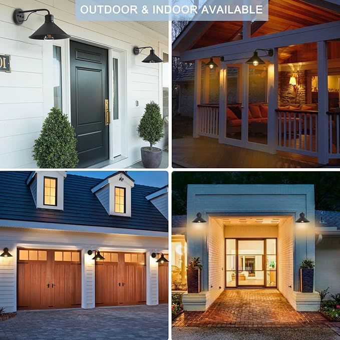 Outdoor Light Fixture for Porch and House 12 Exterior Barn Light with Dusk to Dawn Black Classic Light Fixture for Farmhouse (Set of 3)